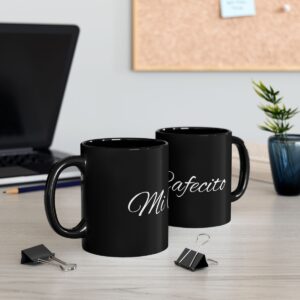 Mi Cafecito Black Mug — Taza de Cafe 11oz
