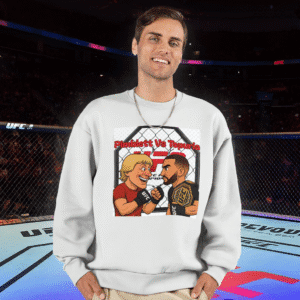 UFC Cartoon Battle T-Shirt, Pimblett vs Topuria, Unisex Sports Tee, Camisetas UFC, MMA Fan Apparel, Event Day Shirt