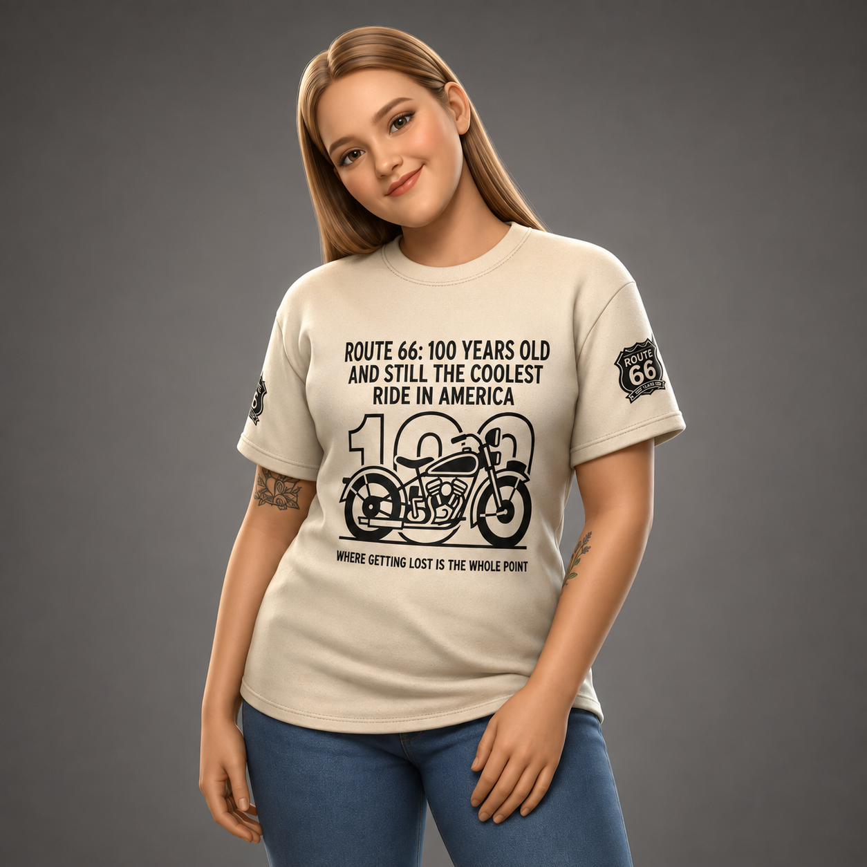 Camiseta Route 66 Vintage Shield T‑Shirt – Classic Main Street of America Tee
